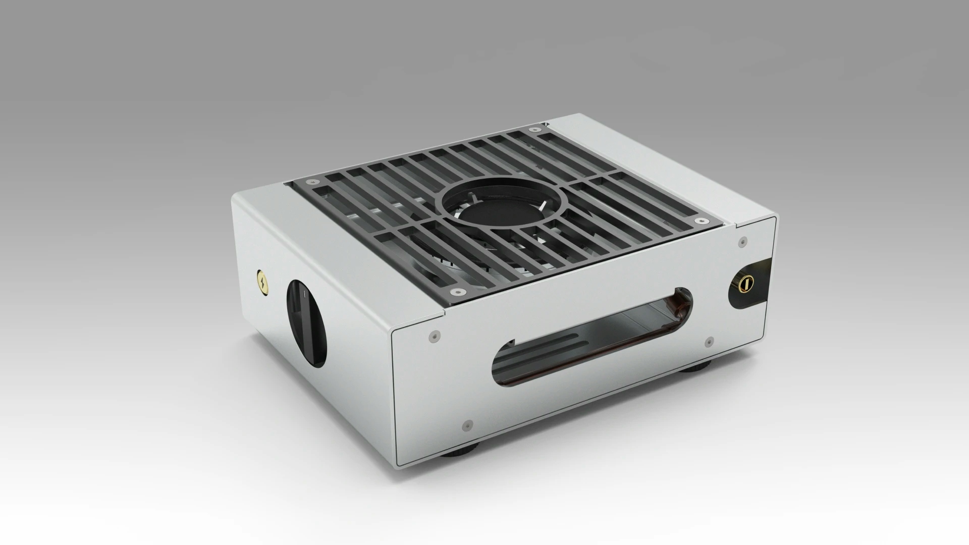 prototype single burner minimal aluminum camping stove - rendering